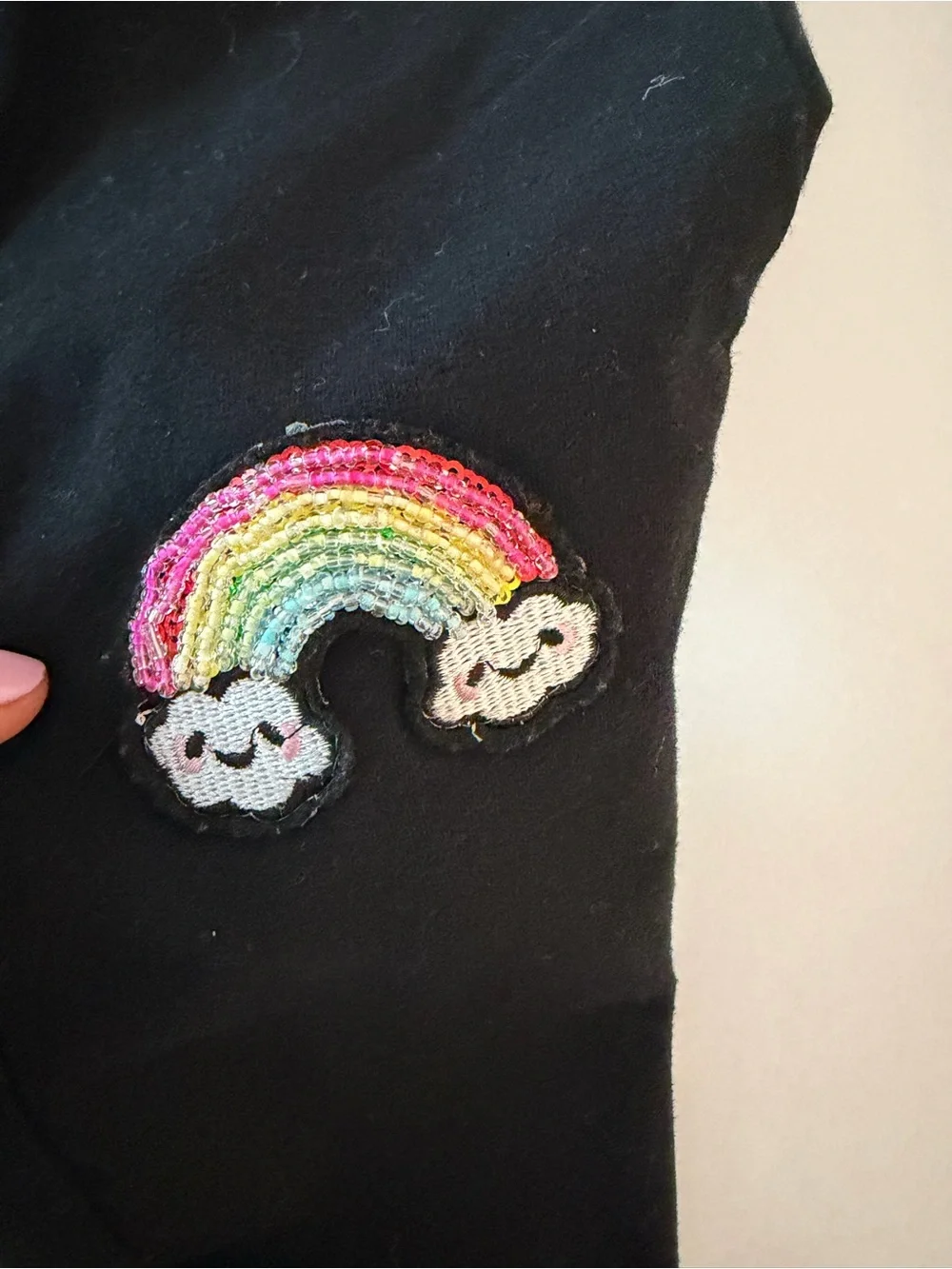 Lola + The Boys Black Joggers with Rainbow Knee Patches - Play condition